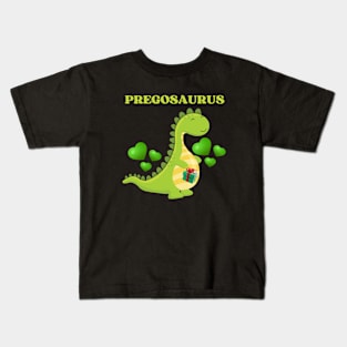 Pregosaurus - Preggosaurus cute pregnancy dinosaur mamasaurus for a mom to be Kids T-Shirt